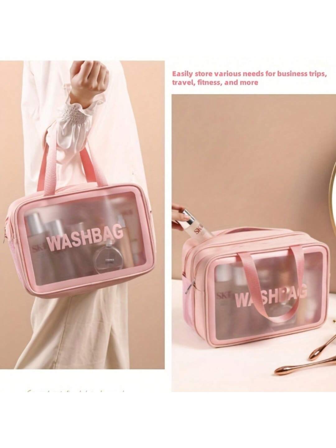 Scotishh™ Travel & Makeup Wash Bag – Waterproof PVC Organizer for Gym, Business & Daily Use