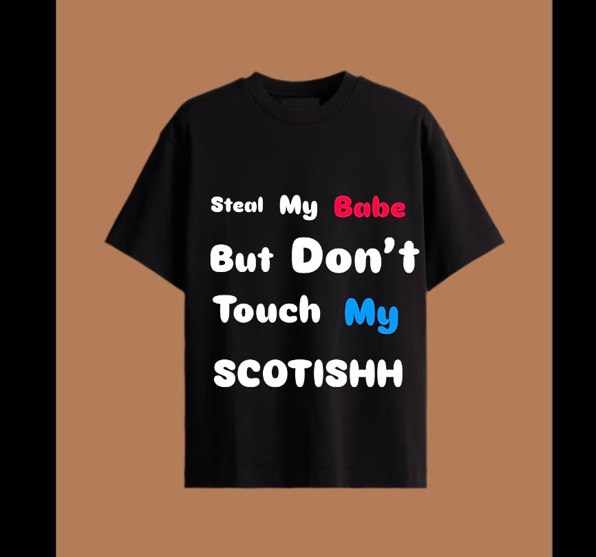 UNISEX 👚🇮🇹 Don’t touch my SCOTISHH BLACK♠️ (with pink, white, blue design)🆓🚚 with italy adress 🇮🇹