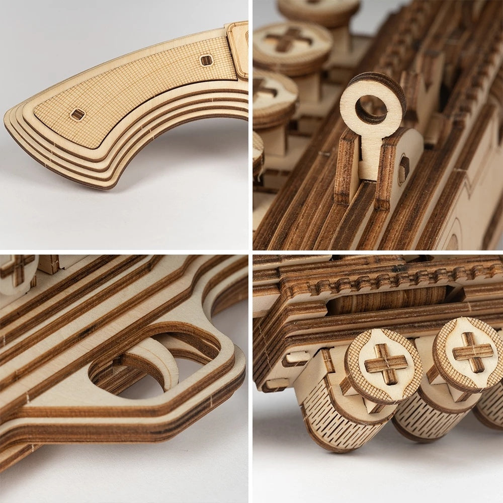 ROKR™ 3D Wooden Revolver Puzzle – DIY Assembly Toy for Kids & Adults